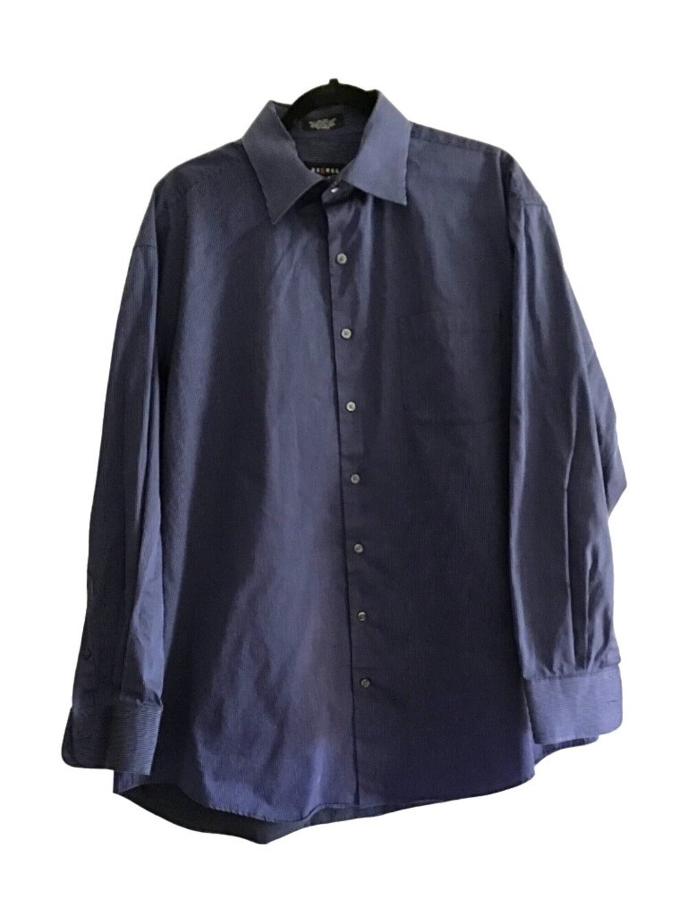 AXCESS- MENS STRIPED BLUE 100% COTTON NON-IRON BUTTON-DOWN SHIRT SIZE NECK 17